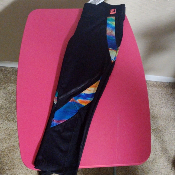 NWOT Fila Sport Black with rainbow stripes Active Running Pants (XS) - Picture 8 of 15